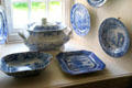 Blue & white earthenware collection from various potteries in Staffordshire & Yorkshire at Drum Castle. Drumoak, Scotland.