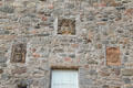 Arms of Frasers dated 1576, 1683 & 1795 on facade of Castle Fraser. Aberdeenshire, Scotland.