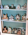 Collection of ceramic model dwellings in China Room at Castle Fraser. Aberdeenshire, Scotland.