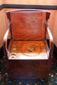 Flush commode chair which not plumbed but emptied by servants at Castle Fraser. Aberdeenshire, Scotland.