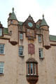 Facade with clock & carvings at Fyvie Castle. Turriff, Scotland.