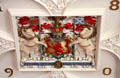 Sculpted plaster royal crest on ceiling in dining room at Fyvie Castle. Turriff, Scotland.