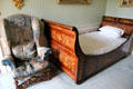 Sleigh bed which came from Lord Leith's yacht in Dunfermline room at Fyvie Castle. Turriff, Scotland.