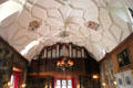 Gallery with sculpted plaster ceiling & organ at Fyvie Castle. Turriff, Scotland.