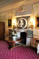 First floor hall fireplace with carved bust of Queen Victoria at Haddo House. Methlick, Scotland.