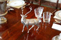 Silver stag statuette on dining room table at Haddo House. Methlick, Scotland.