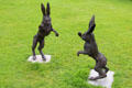 Sculpted art bunnies at Pitmedden Garden. Pitmedden, Scotland.