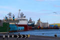 Ships at Victoria Docks of Aberdeen harbor. Aberdeen, Scotland.