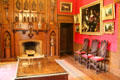 Red drawing room at Brodie Castle. Brodie, Scotland.