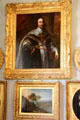 Portrait of King Charles I by studio of van Dyke over landscape by Mathys Schoevaerdts at Brodie Castle. Brodie, Scotland.