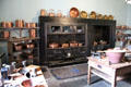 Kitchen with copper pans at Brodie Castle. Brodie, Scotland.