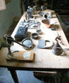 Kitchen utensils including juice press at Brodie Castle. Brodie, Scotland.