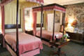 Pink bedroom with Chippendale beds & tapestries at Cawdor Castle. Cawdor, Scotland.