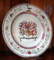 Campbell family crest famille-rose plate from China at Cawdor Castle. Cawdor, Scotland.