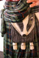 Detail showing badger sporran on ceramic statuette of Black Watch soldier at Cawdor Castle. Cawdor, Scotland.