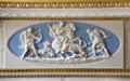 William Adam oval of boar hunters on North drawing room fireplace at Duff House. Banff, Scotland