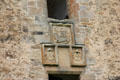 Coats of Arms of three bishops who built palace on David's Tower at Spynie Palace. Elgin, Scotland.
