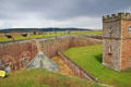 Walls with gun emplacements around Regimental Chapel at Fort George. Fort George, Scotland.