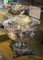 Silver tureen with stag's head handle on cover at Fort George Highlanders' Museum. Fort George, Scotland