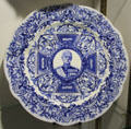 Coalport plate printed with portrait of Field Marshall Lord Roberts commemorating South African War at Coalport China Museum. Ironbridge, England.