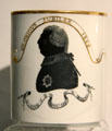 Mug with print celebrating 50-year reign of King George III by unmarked at Coalport China Museum. Ironbridge, England.