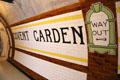 Covent Garden, London Underground station tiles replicas by Craven Dunnill of Jackfield after originals by Maw & Co at Jackfield Tile Museum. Ironbridge, England.