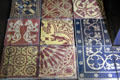 Collection of Victorian encaustic Gothic Revival church floor tiles at Jackfield Tile Museum. Ironbridge, England.