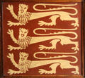 Encaustic Gothic Revival lion tile from Palace of Westminster by A.W.N. Pugin made by Minton & Co at Jackfield Tile Museum. Ironbridge, England