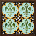 Relief tile for Great Stove of Pugin's Gothic Court exhibited during Great Exhibition by A.W.N. Pugin made by Minton & Co at Jackfield Tile Museum. Ironbridge, England.