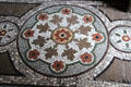 Mosaic floor with circle of Tudor rose at Jackfield Tile Museum. Ironbridge, England.