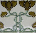 Tulips Art Nouveau style tiles by Maw & Co and Craven Dunnill & Co at Jackfield Tile Museum. Ironbridge, England.