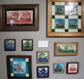 Sailing ship hand-painted tile panels by William De Morgan at Jackfield Tile Museum. Ironbridge, England.