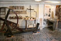 Rope & pulley wheel used to turn pottery wheels for forming clay at Gladstone Pottery Museum. Longton, Stoke, England.