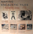 Display about forming encaustic tiles by moulding in a press at Gladstone Pottery Museum. Longton, Stoke, England