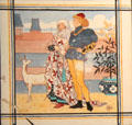 Seven Ages of Man series tile by Henry Stacy Marks for Minton's Art Pottery Studio of Kensington Gore at Gladstone Pottery Museum. Longton, Stoke, England