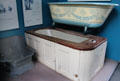 English bathtub designs in bathroom history display at Gladstone Pottery Museum. Longton, Stoke, England.