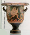 Greek earthenware red-figure krater from Apulia, southern Italy at Potteries Museum & Art Gallery. Hanley, Stoke-on-Trent, England.