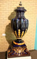 Majolica large vase c1890 from Sarreguemines, France possibly made for International Exhibition at Potteries Museum & Art Gallery. Hanley, Stoke-on-Trent, England.