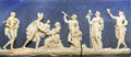 Wedgwood blue jasper plaque depicting Birth of Bacchus with firing flaw crack by William Hackwood at World of Wedgwood. Barlaston, Stoke, England.