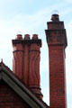 Brick chimney varieties at Wightwick Manor. Wolverhampton, England.