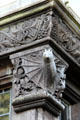 Carved wooden bat beside front door at Wightwick Manor. Wolverhampton, England.