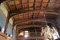 Ceiling & chandelier in Great Parlor at Wightwick Manor. Wolverhampton, England.