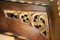 Ceiling beam inset with Gothic shapes in Great Parlor at Wightwick Manor. Wolverhampton, England.