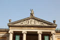 Pediment over entrance to Ashmolean Museum. Oxford, England.