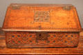 English oak desk writing box at Ashmolean Museum. Oxford, England.