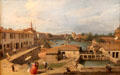 View of Dolo on Brenta Canal near Venice painting by Canaletto at Ashmolean Museum. Oxford, England.