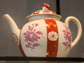 Porcelain teapot from Worcester at Ashmolean Museum. Oxford, England.