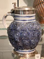 Cobalt blue stoneware tankard by Westerwald at Ashmolean Museum. Oxford, England.