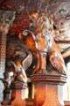 Lion carvings on snug partitions at Crown Liquor Saloon. Belfast, Northern Ireland.
