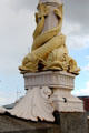 Dolphin statues on lamp post on Queen's Bridge. Belfast, Northern Ireland.